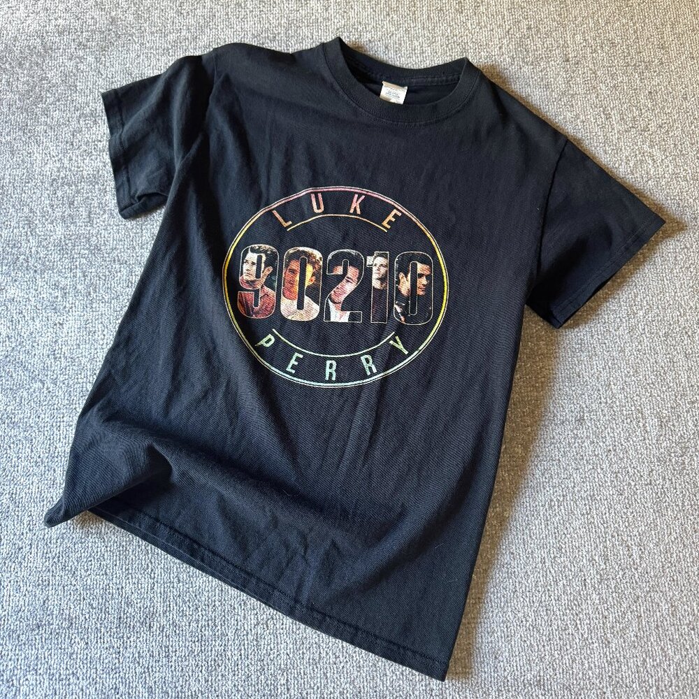RARE Luke Perry Beverly Hills 90210 Vintage 90's Gildan Black T-Shirt Size Small
